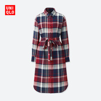 UNIQLO 优衣库 412645 女士法兰绒衬衫式连衣裙