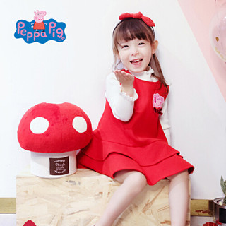 Peppa Pig 小猪佩奇 女童红色毛呢背心连衣裙
