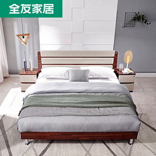 QuanU 全友 122601 北欧宜家时尚卧室双人床 1.8米床+床头柜*1+床垫