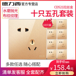 DELIXI 德力西 CD521 五孔开关插座 十只 香槟金