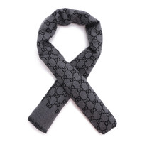 GUCCI 古驰 391246 4G200 1160 羊毛材质经典logo图案编织男士围巾