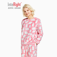 INTERIGHT 7638243 女士法兰绒保暖睡衣家居服套装 (L、红色系)