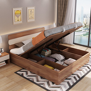 A家家具 A1002 简约实木高箱床 1.5米