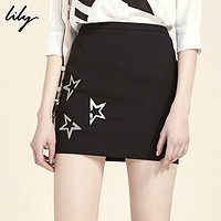 Lily 117220C6125 黑色包臀裙短裙