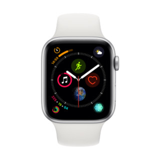 Apple 苹果 Watch系列 Watch Series 4GPS+蜂窝款 智能手表 44mm 银色 白色硅胶表带 16GB（ECG、GPS、北斗、扬声器、温度计）