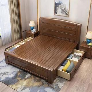 进畅家具 金丝胡桃木床(1.8*2米 床)