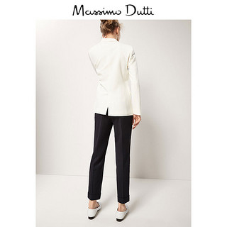 Massimo Dutti 05050791401 女士修身款翻摺斜纹布长裤
