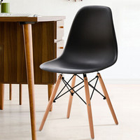 家逸 电脑椅伊姆斯休闲椅咖啡餐饮椅 简约办公椅子洽谈椅 家用黑色