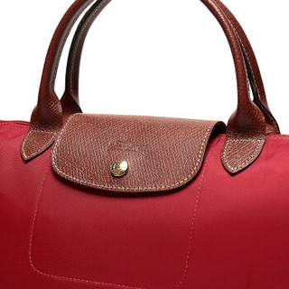 LONGCHAMP 珑骧女士LE PLIAGE系列红色织物短柄中号手提包 1623 089 545