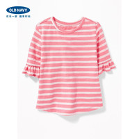 Old Navy 女幼童 纯棉五分袖荷叶边T恤