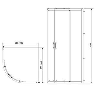 American Standard 美标 BTAS8230 概念圆弧型移门淋浴房 90*90cm (不含底座和挡水条)