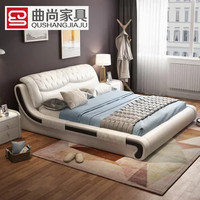  曲尚家具 QUSHANGJIAJU家具 JIAJU k062  皮艺床(1.8m床+山棕床垫 )