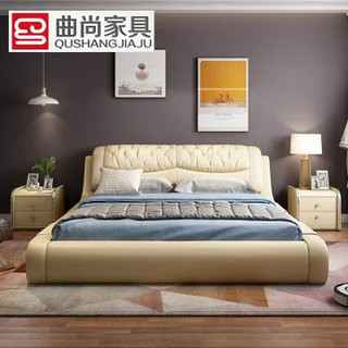 Qushang 曲尚 k062  皮艺床(1.8m床+山棕床垫 )