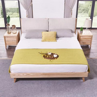 A家家具 北欧纯实木软包布艺靠背双人床 框架床 1.8*2m