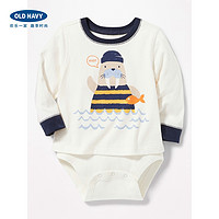 Old Navy 纯棉图案假两件连体衣 男婴三角爬服