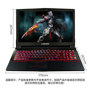 Hasee 神舟 战神系列 Z7M-KP5SC 笔记本电脑 (黑色、酷睿i5-8300H、8GB、256GB SSD+1TB HDD、GTX 1050Ti)