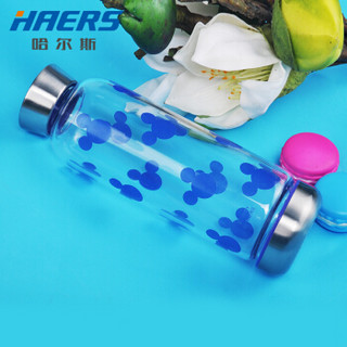 HAERS 哈尔斯 DSBL-450-43 迪士尼款玻璃杯 450ml 送杯套 蓝色