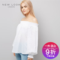 NEW LOOK 532981610一字领雪纺衫灯笼袖上衣