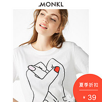 MONKI 0491604 女士爱心印花短袖T恤 