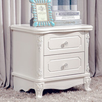 一米色彩 欧式白色雕花床头柜 550*420*550mm