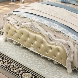 欧尔卡斯 欧式皮艺床组合 (床1.8m+床头柜*1+床垫*1 ）