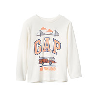 Gap 盖璞 男童印花圆领长袖T恤 白色 80cm