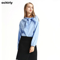 ochirly 欧时力 1JY1010720 绑带条纹衬衫