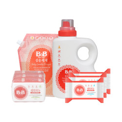 B&B 保宁 婴幼儿洗衣液套装 (1800ml+2100ml+洋槐香洗衣皂3块+甘菊香洗衣皂3块)