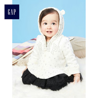 Gap 女婴儿 徽标抓绒荷叶装饰连帽卫衣