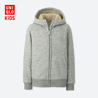  UNIQLO 优衣库 大童仿羊羔绒外套 110cm 灰色