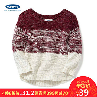 Old Navy 女幼童 混色圆领针织衫