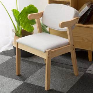 一米色彩 实木椅子 （原木色 可拆洗坐垫）
