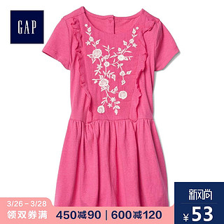 Gap 盖璞 女童花卉刺绣褶饰连衣裙 688491