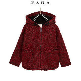  ZARA 童款 深红色连帽外套