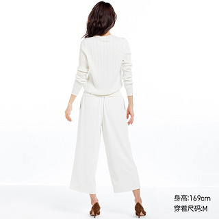 UNIQLO 优衣库 401623 女士纽花圆领针织衫