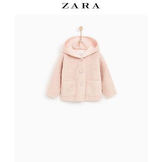 ZARA 01473559620 儿童粉色连帽毛绒外套 