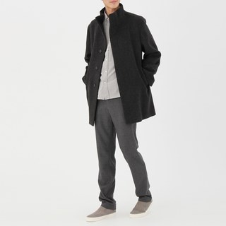 無印良品  無印良品 MUJI 16AD222 男士羊毛混水獭呢立领短大衣