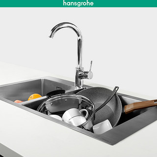 Hansgrohe 汉斯格雅 柯洛梅达240mm恒温花洒+台下空气注入龙头+卫浴五金三件套+瓦丽娅手工双槽套装（含龙头）