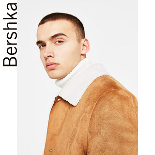 Bershka 巴适卡  06560111730 男士仿鹿皮羊羔毛中长款外套