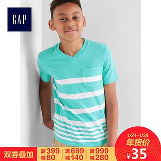 Gap 男童 733122 舒适条纹口袋V领T恤