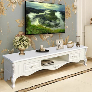 木巴 欧式 电视柜茶几组合(CJ120+DSG125 ) 白色