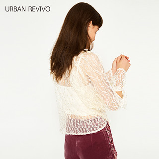 URBAN REVIVO WE14S4EN2005 透视钩花 女士上衣