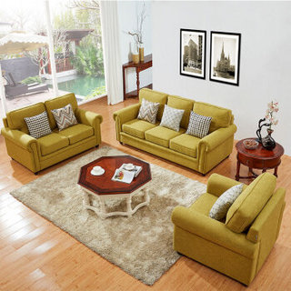 左右沙发 DZY3603 布艺沙发组合 单人位 双人位 三人位 黄色