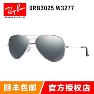 Ray·Ban 雷朋  RB3025 W3277 飞行员系列 男女款墨镜蛤蟆镜 (银框水银膜 58mm)