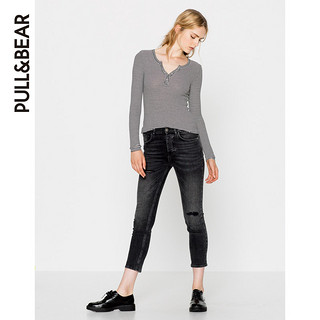 PULL&BEAR 09239337 女士系扣领T恤