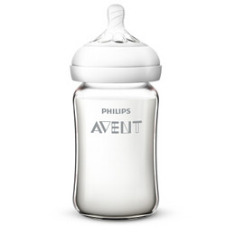 AVENT 新安怡 SCF679/13 宽口径自然顺畅玻璃奶瓶 240ml 自带1月+奶嘴 *5件 +凑单品