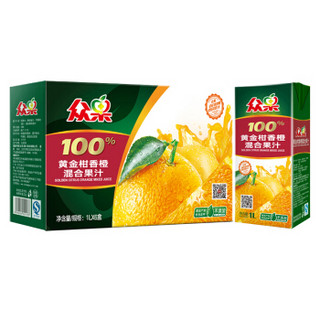 众果 100%纯果汁 黄金柑香橙混合果汁 1L×6盒