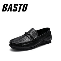 BASTO 百思图 CPK01AM0 压纹牛皮革商务休闲鞋