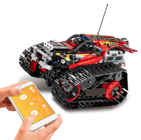 宇星模王遥控app编程版电动积木13036履带赛车