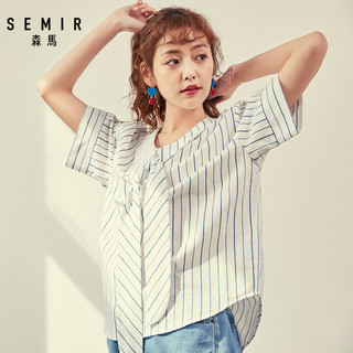 Semir 森马 19-038040318 女士亚麻短袖衬衣